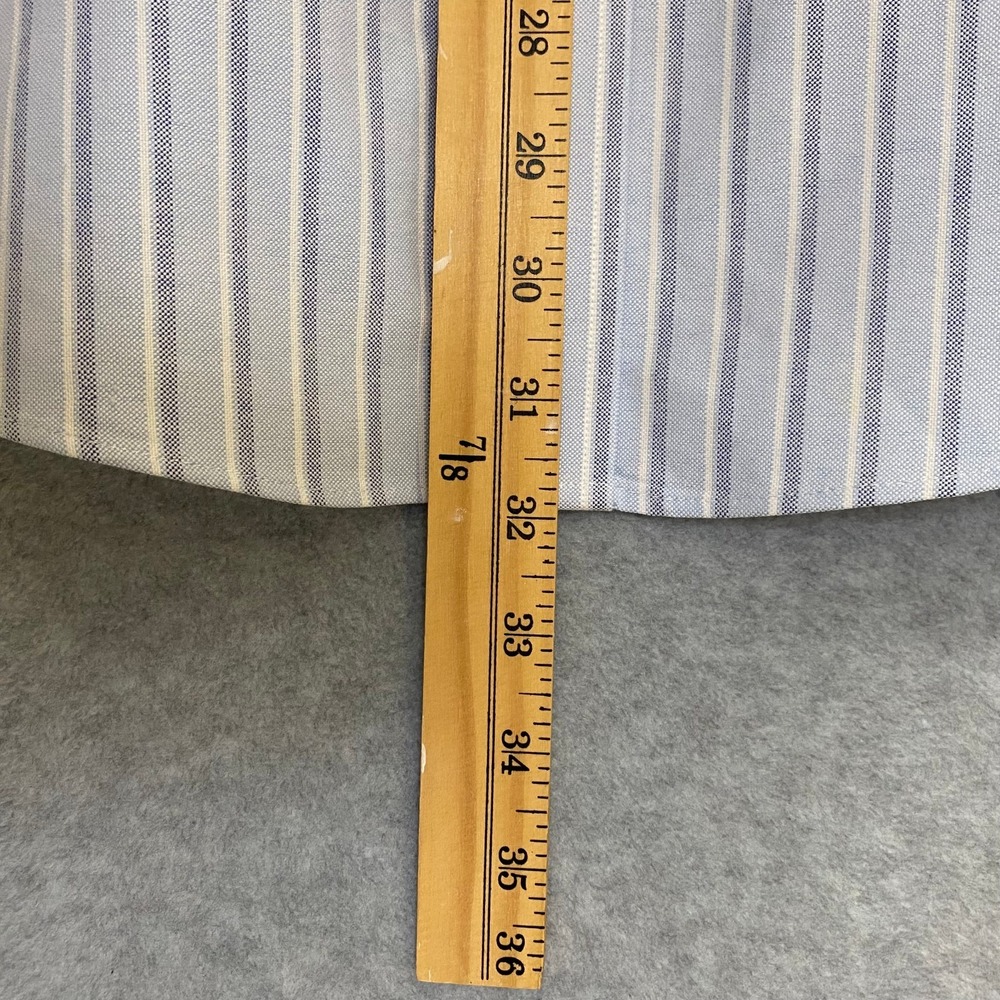 LL BEAN Men's 16.5 REG Shirt Blue White Stripe Cotton Button Down Short Sleeve - Picture 7 of 8